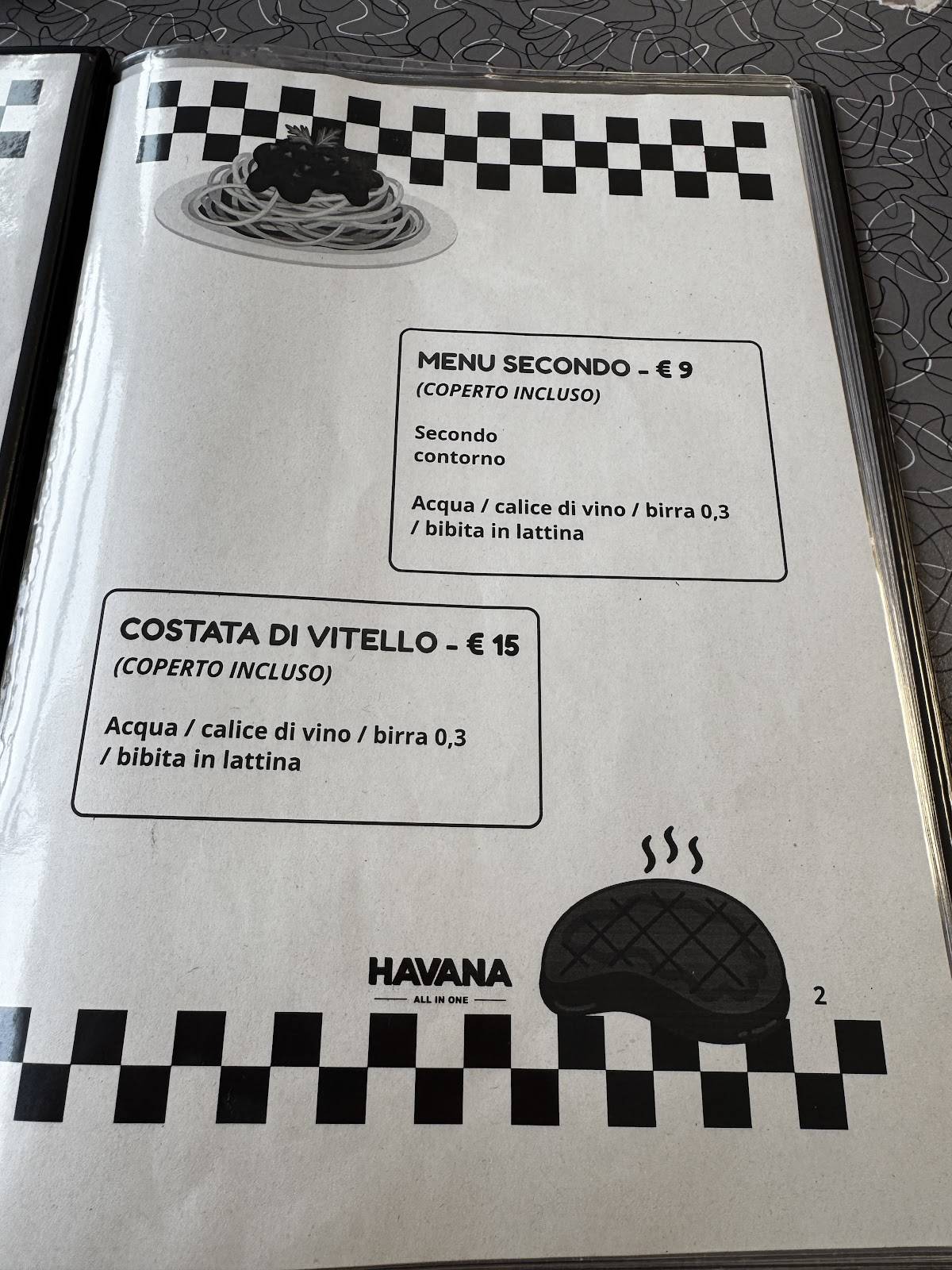 HAVANA Rivoli меню