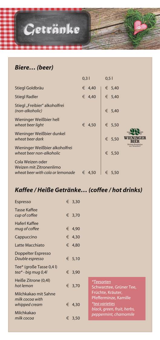 Haus Loderbichl меню
