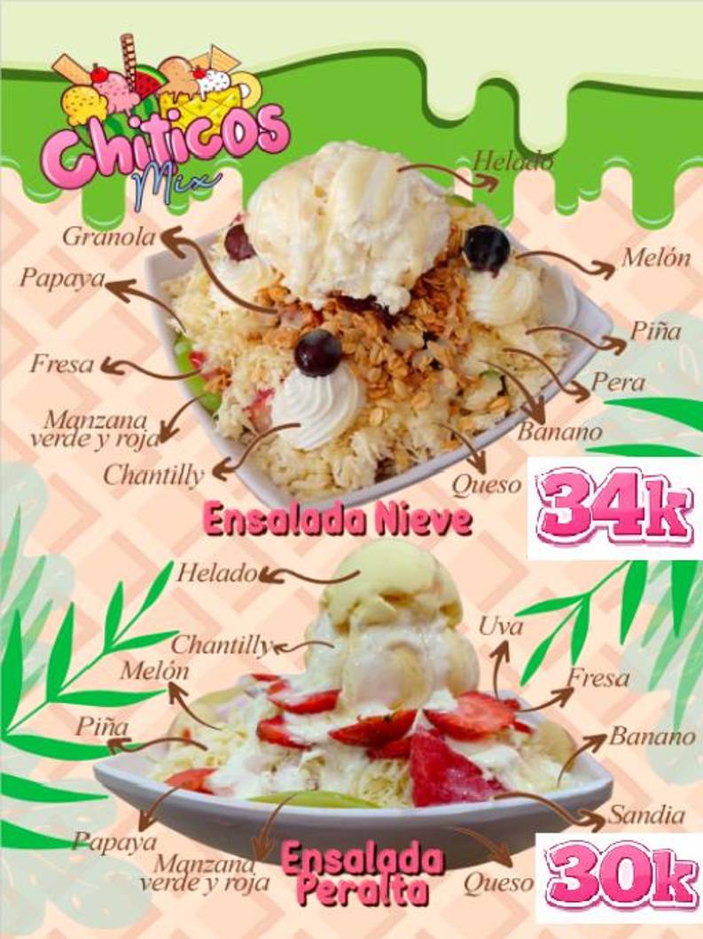 Heladería y Frutería Chiticos Mix меню