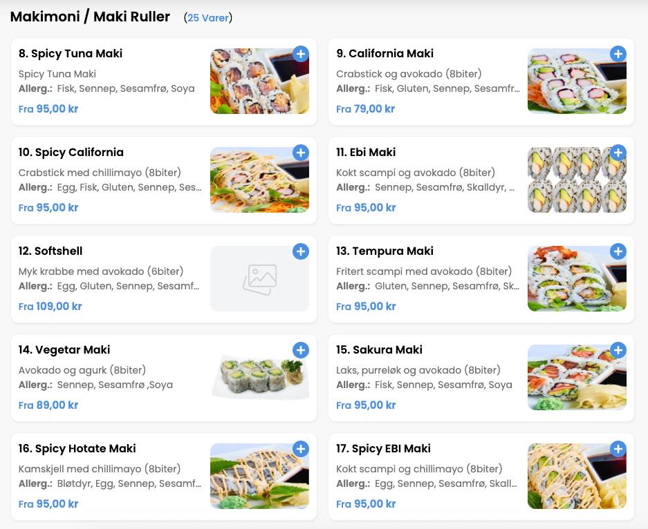 Helt Rått Sushi меню