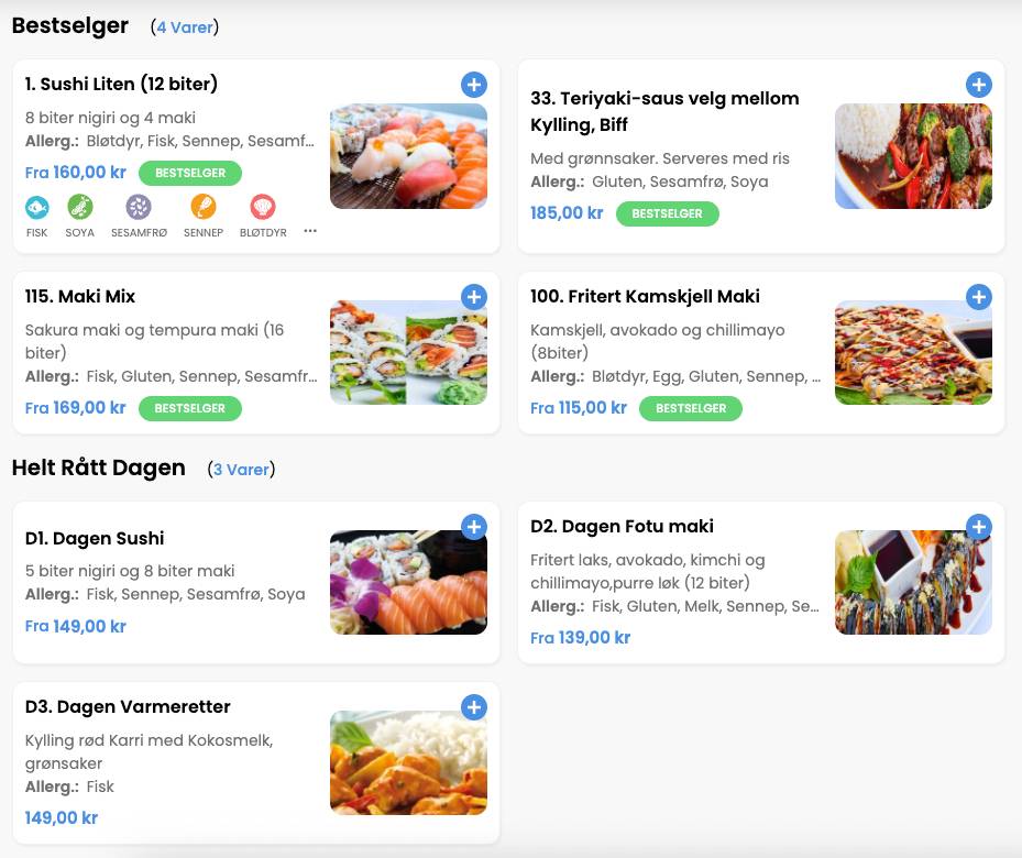 Helt Rått Sushi меню