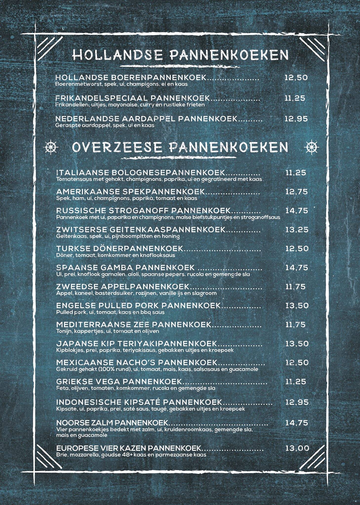 Pannenkoekschip меню