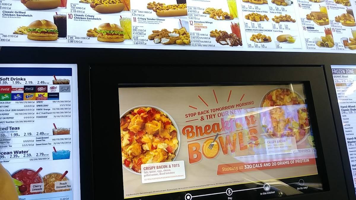 Sonic Drive-In меню