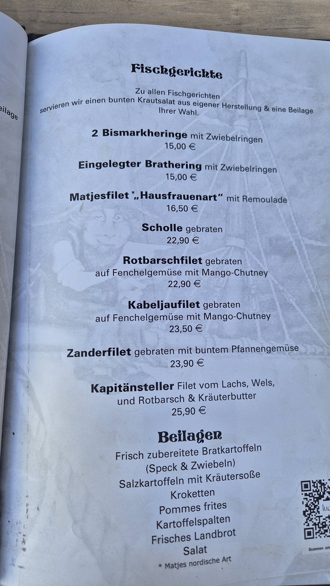 Hotel & Hafengaststätte Klabautermann Stralsund меню