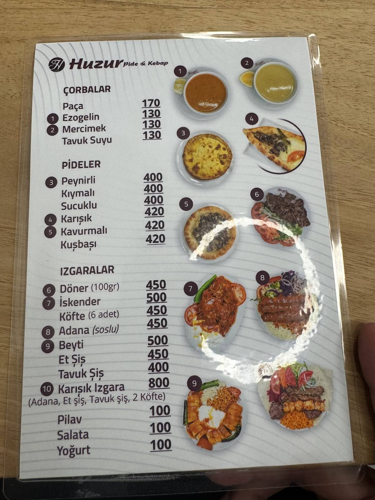Huzur Pide & Kebap меню