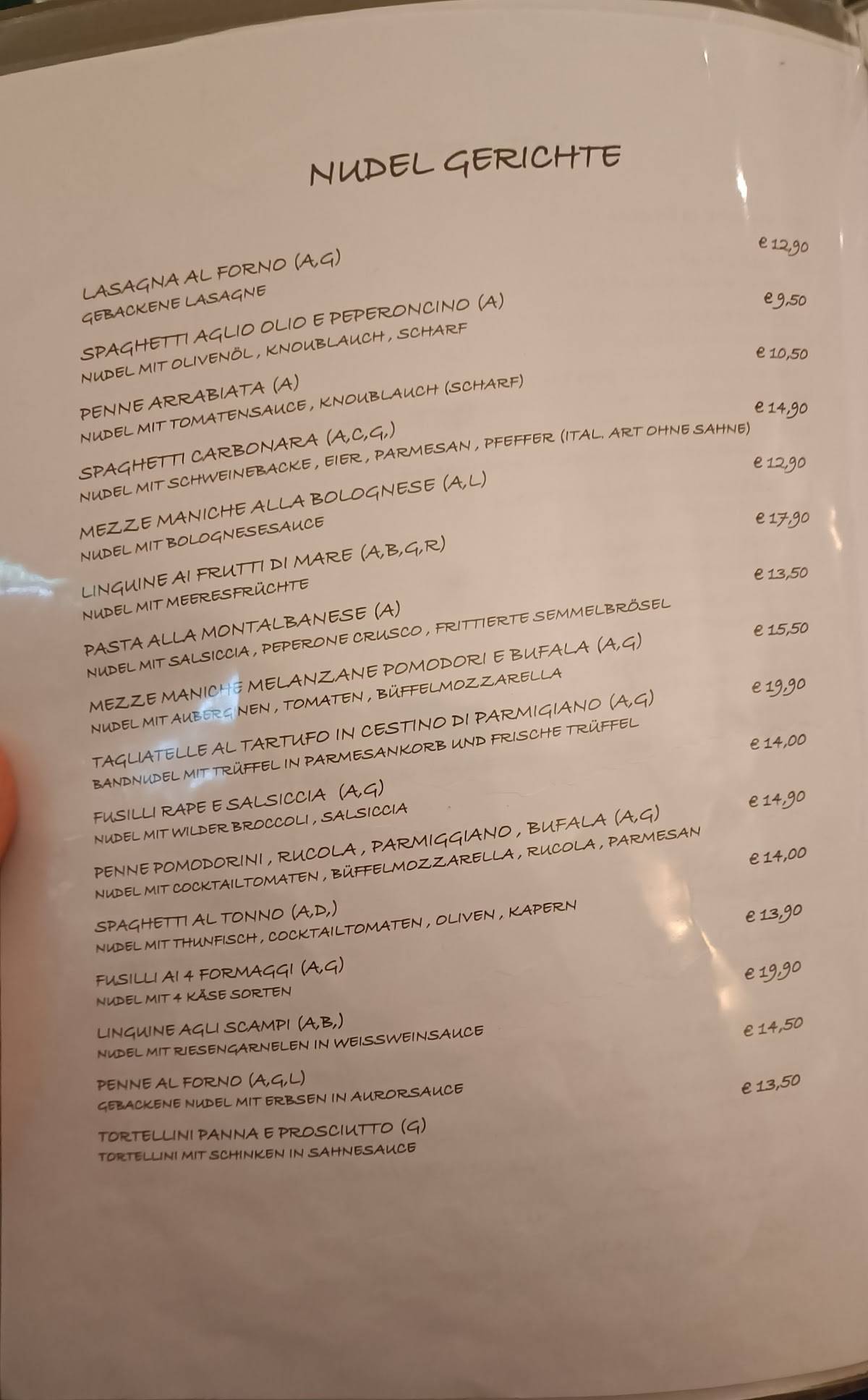 Il Crusco меню