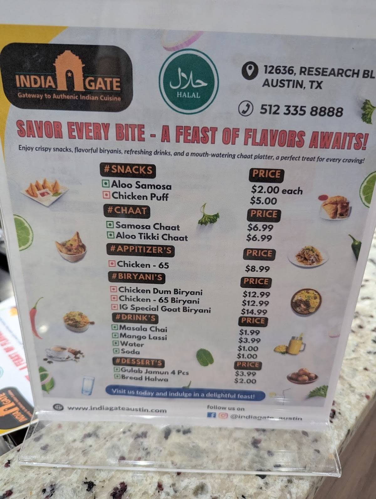 India Gate меню