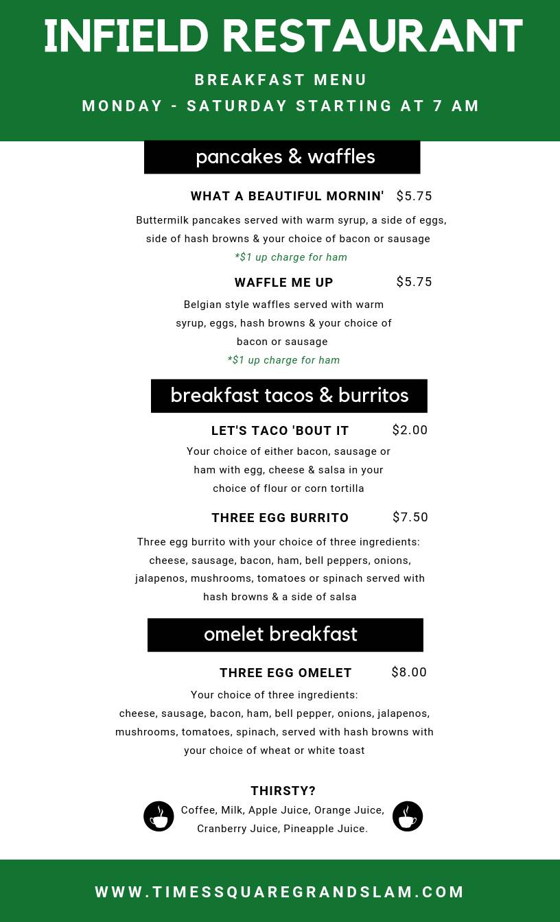 Infield Restaurant & Sports Bar меню