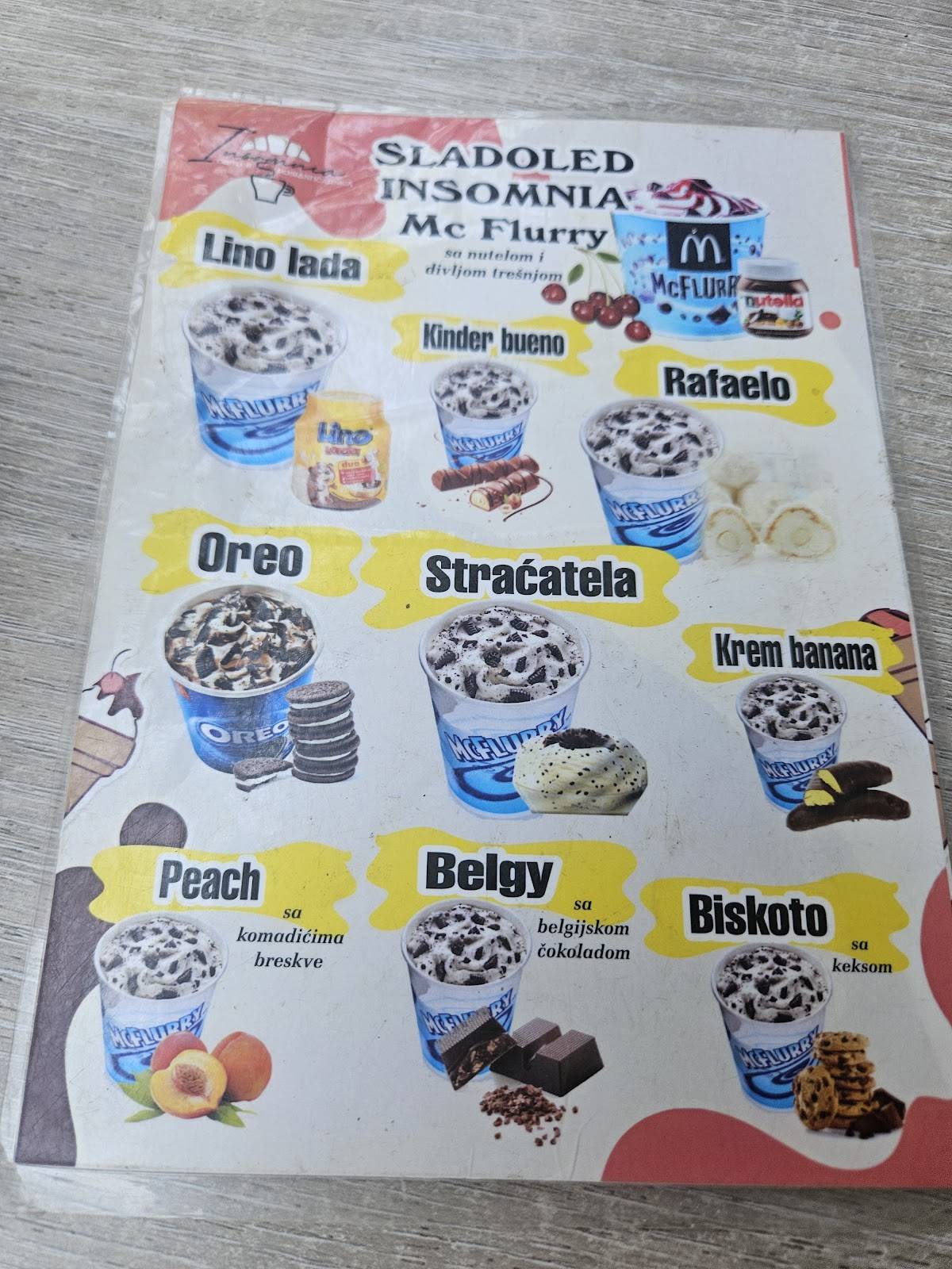 Insomnia меню
