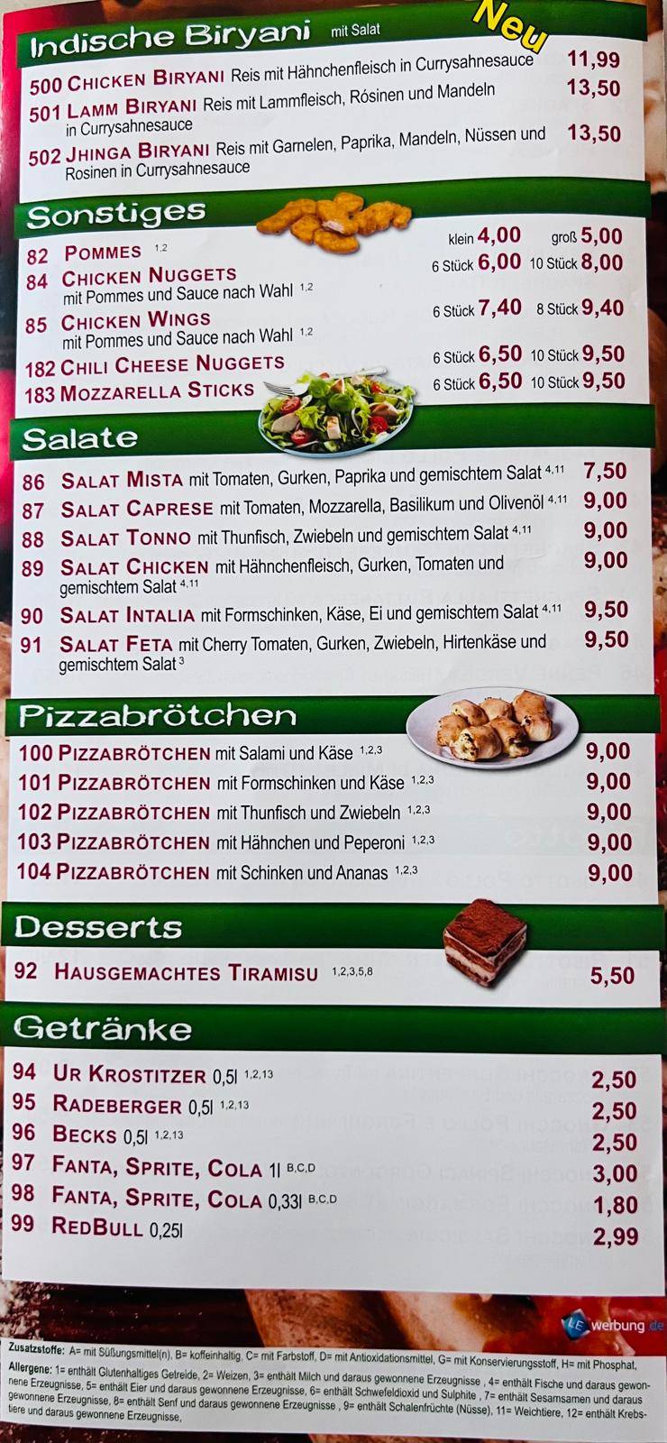 Intalia Pizzeria меню