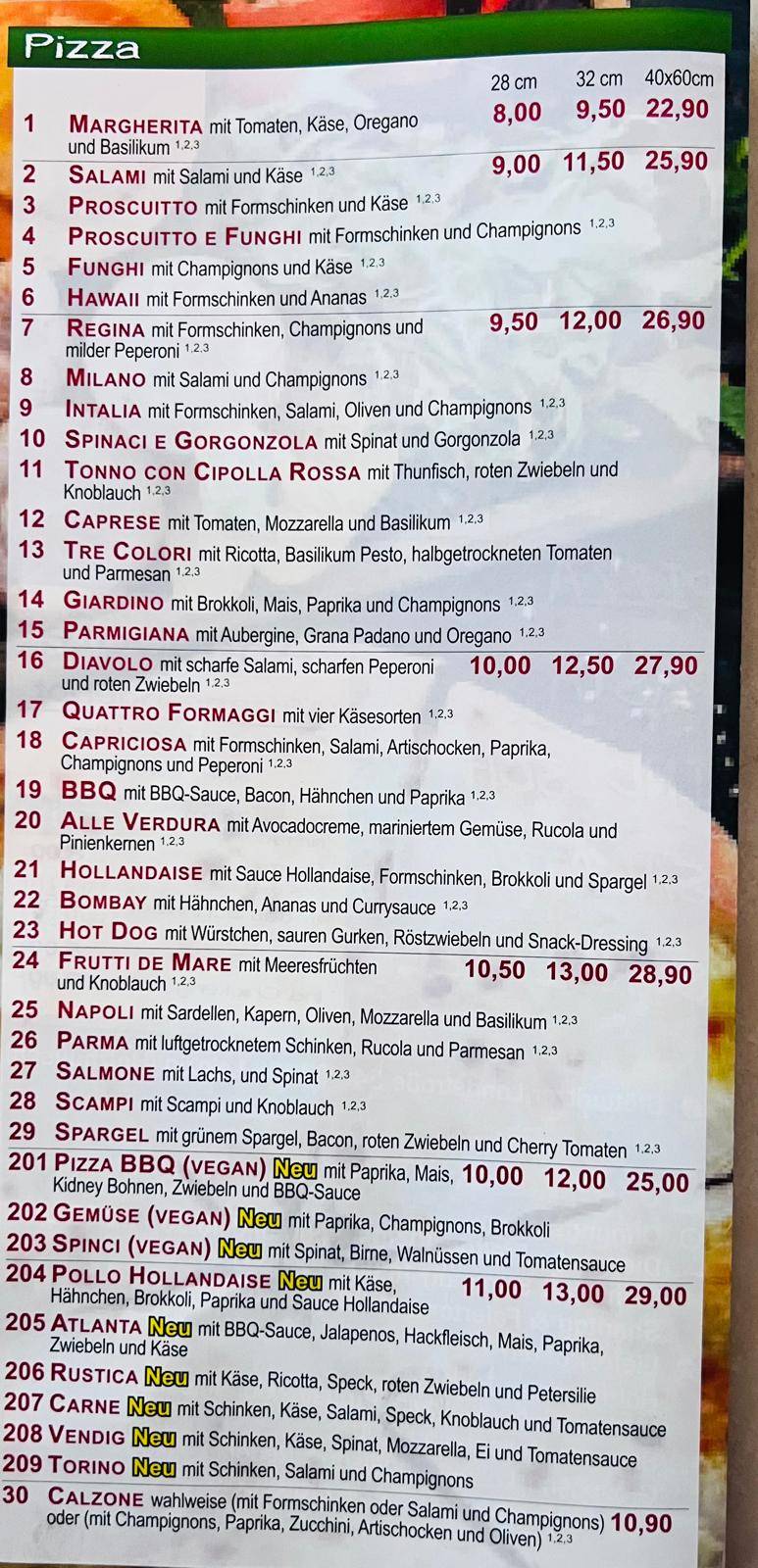 Intalia Pizzeria меню