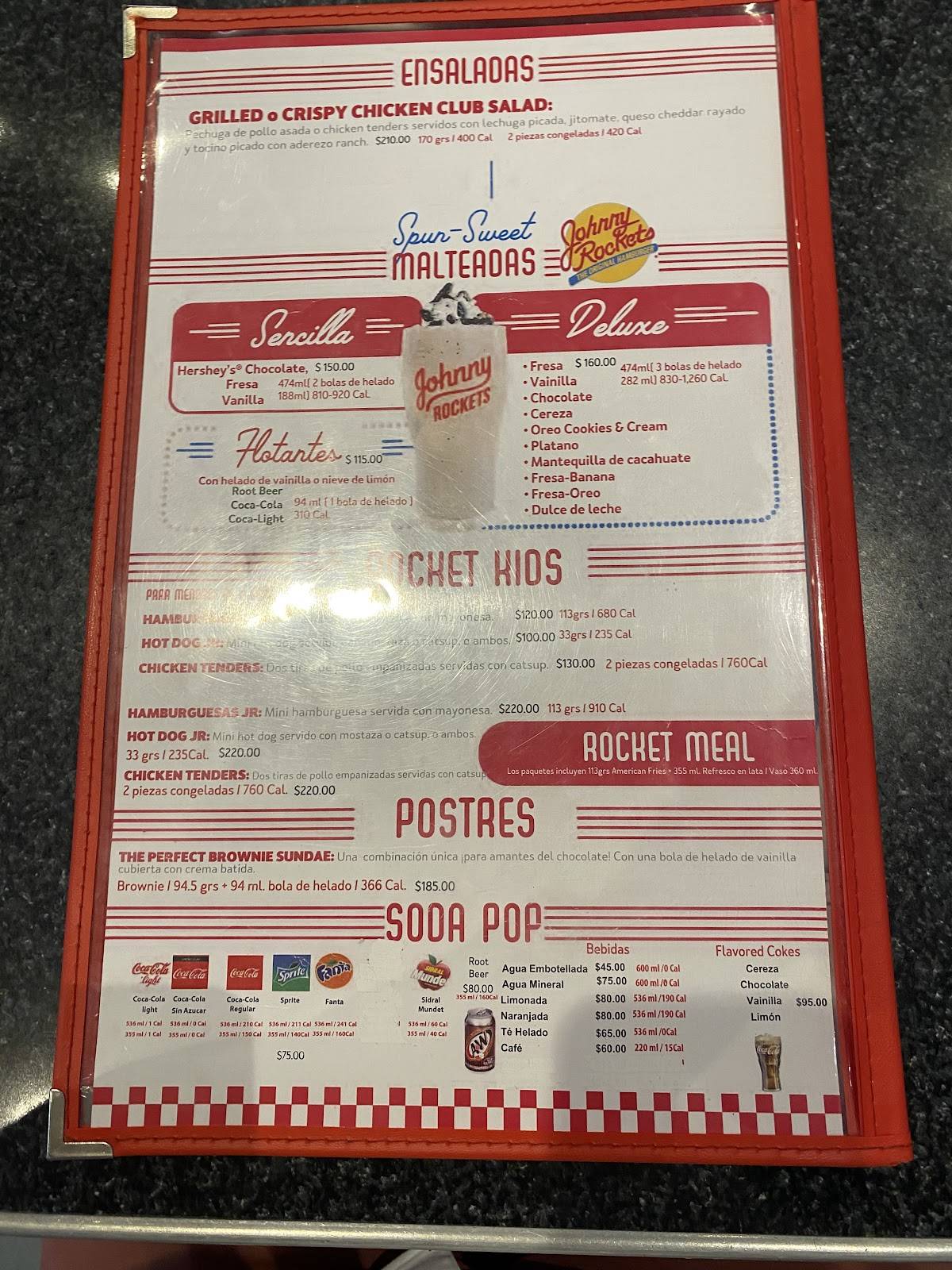 Johnny Rockets меню