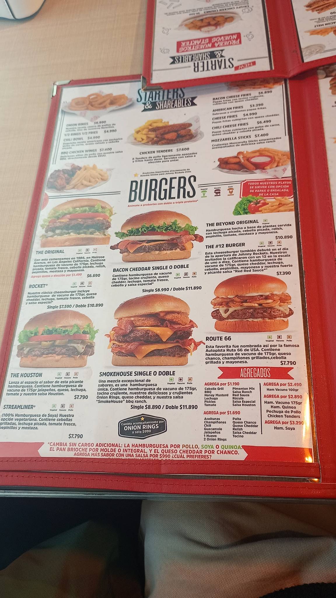 Johnny Rockets Temuco меню