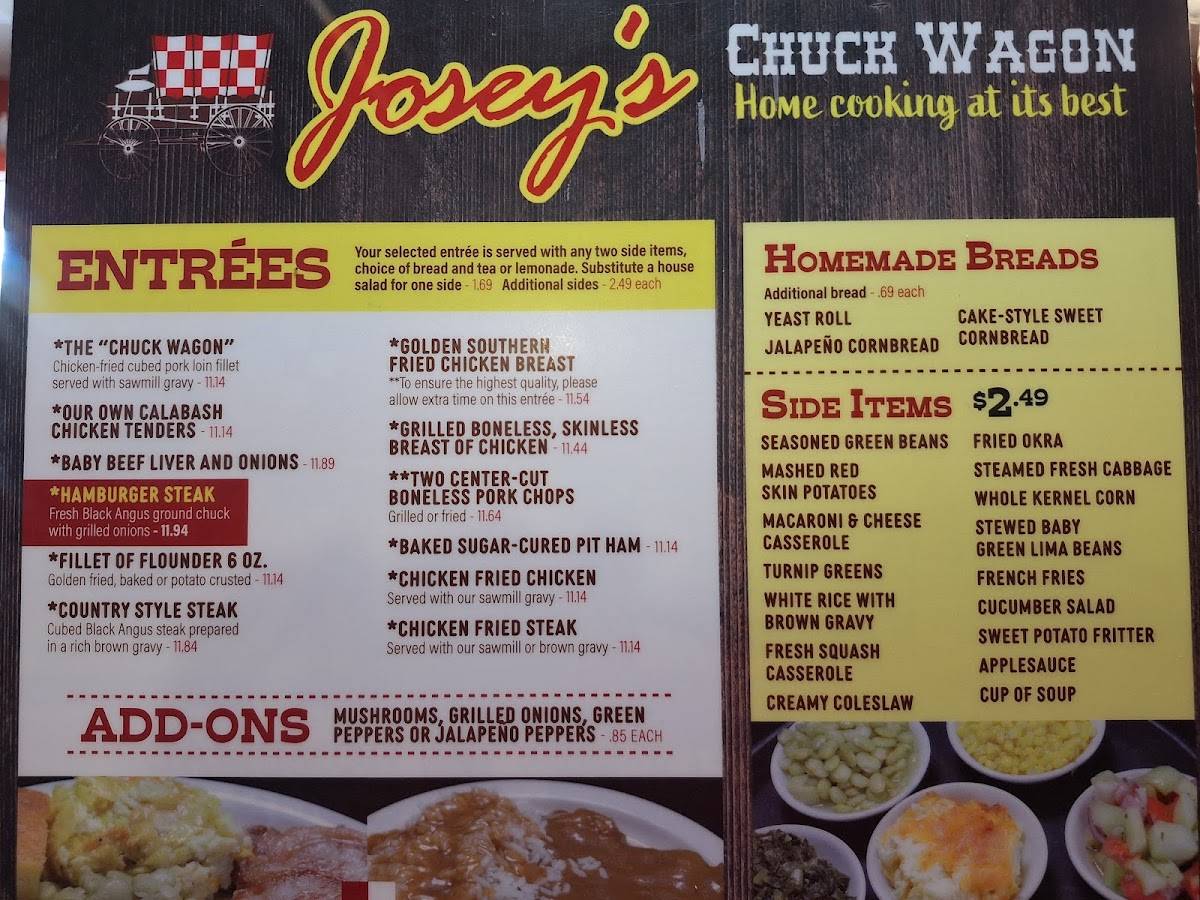 Josey's Chuck Wagon меню