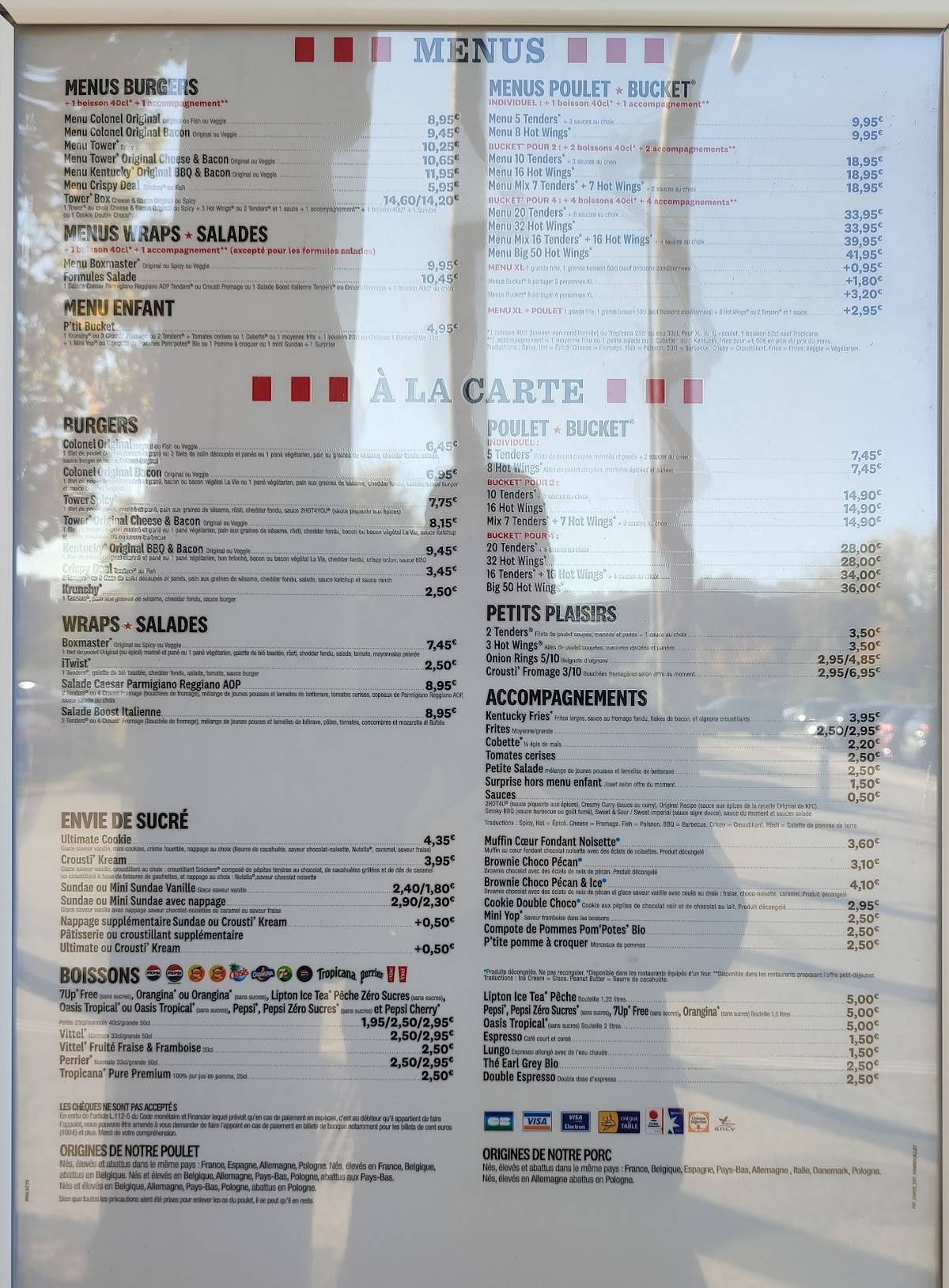 KFC RAMBOUILLET меню