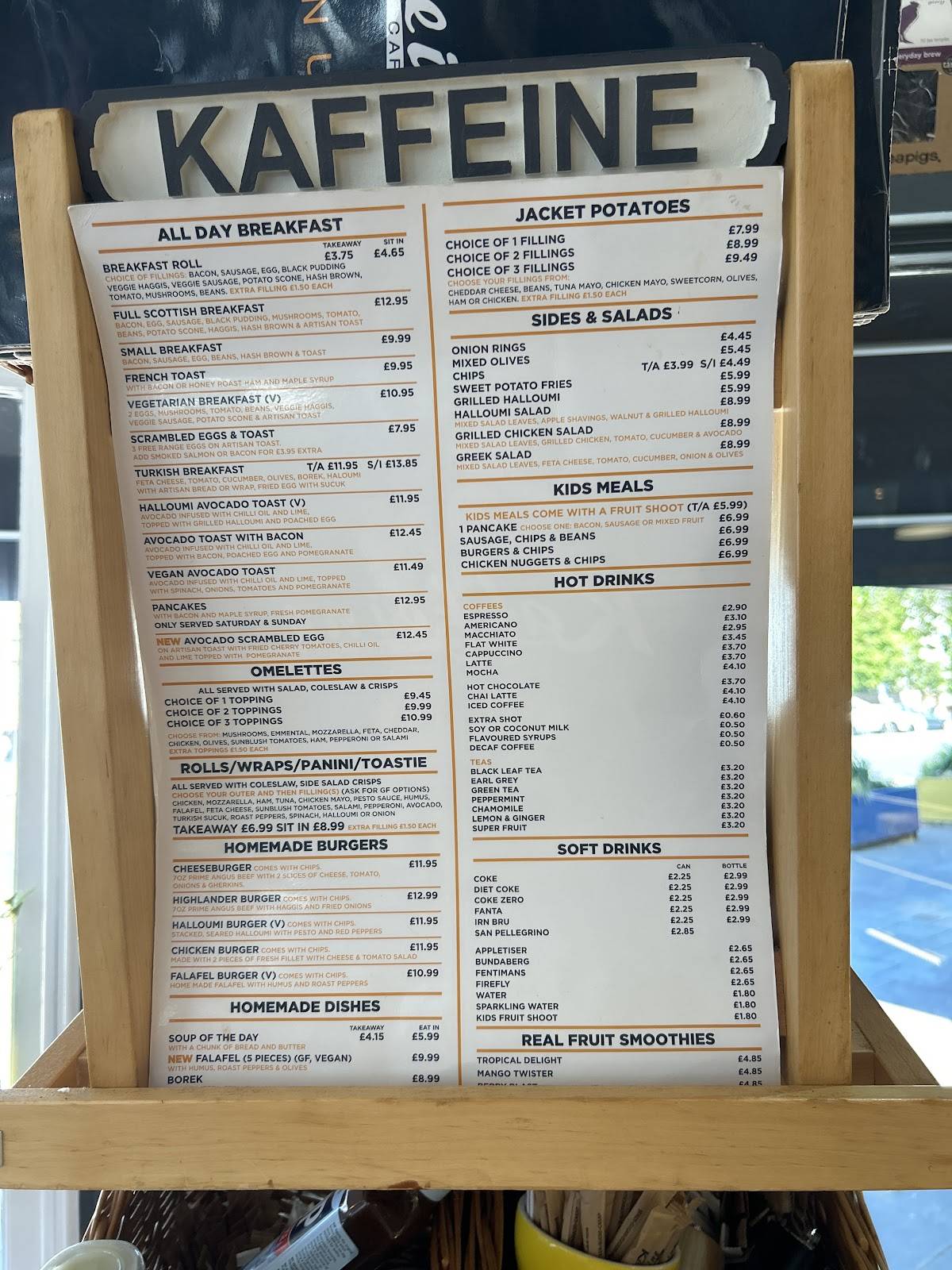 Kaffeine меню