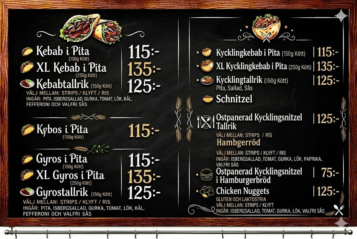 Kebabben På Larmgatan Ab меню