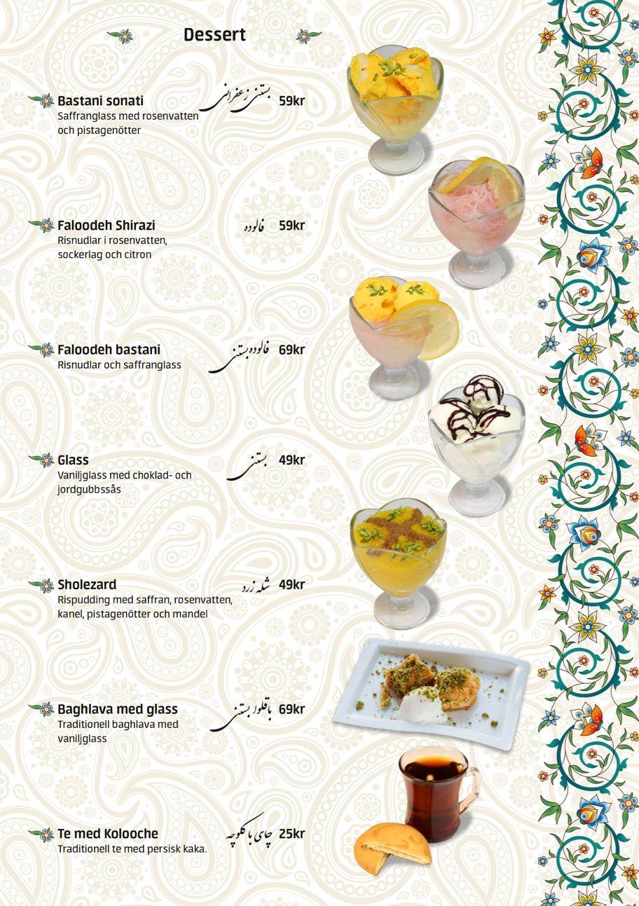 Restaurang Tehran меню