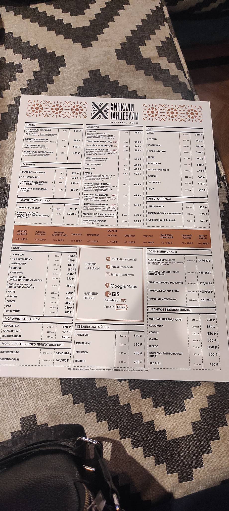 Хинкали танцевали меню