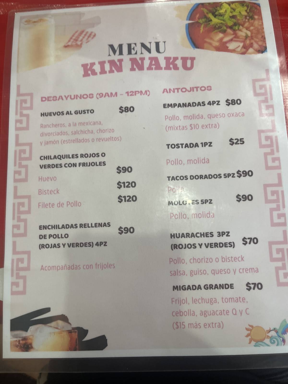 Kin Naku меню