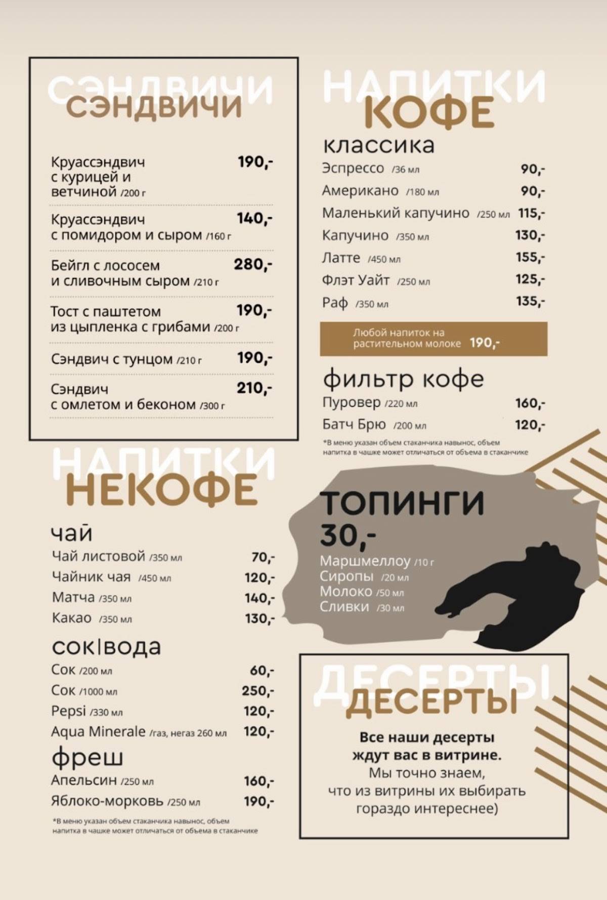 Кофейная 4 меню