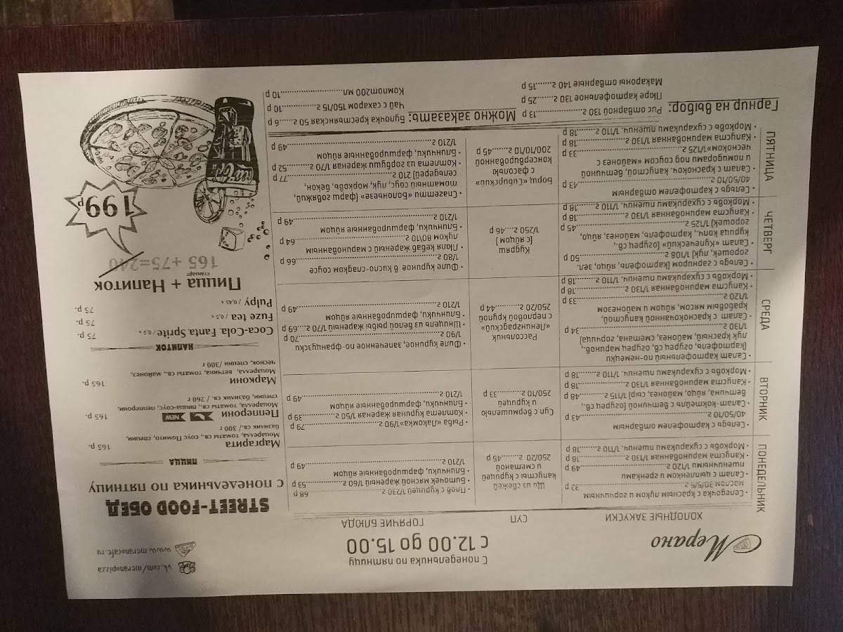 Мерано меню