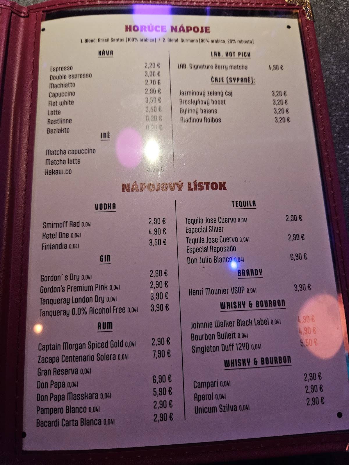 LAB. BRGR&FOOD&DRINK меню