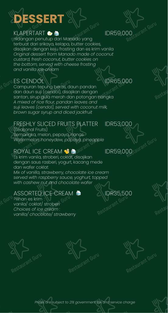 LL One Restaurant в Gunung Geulis - Меню