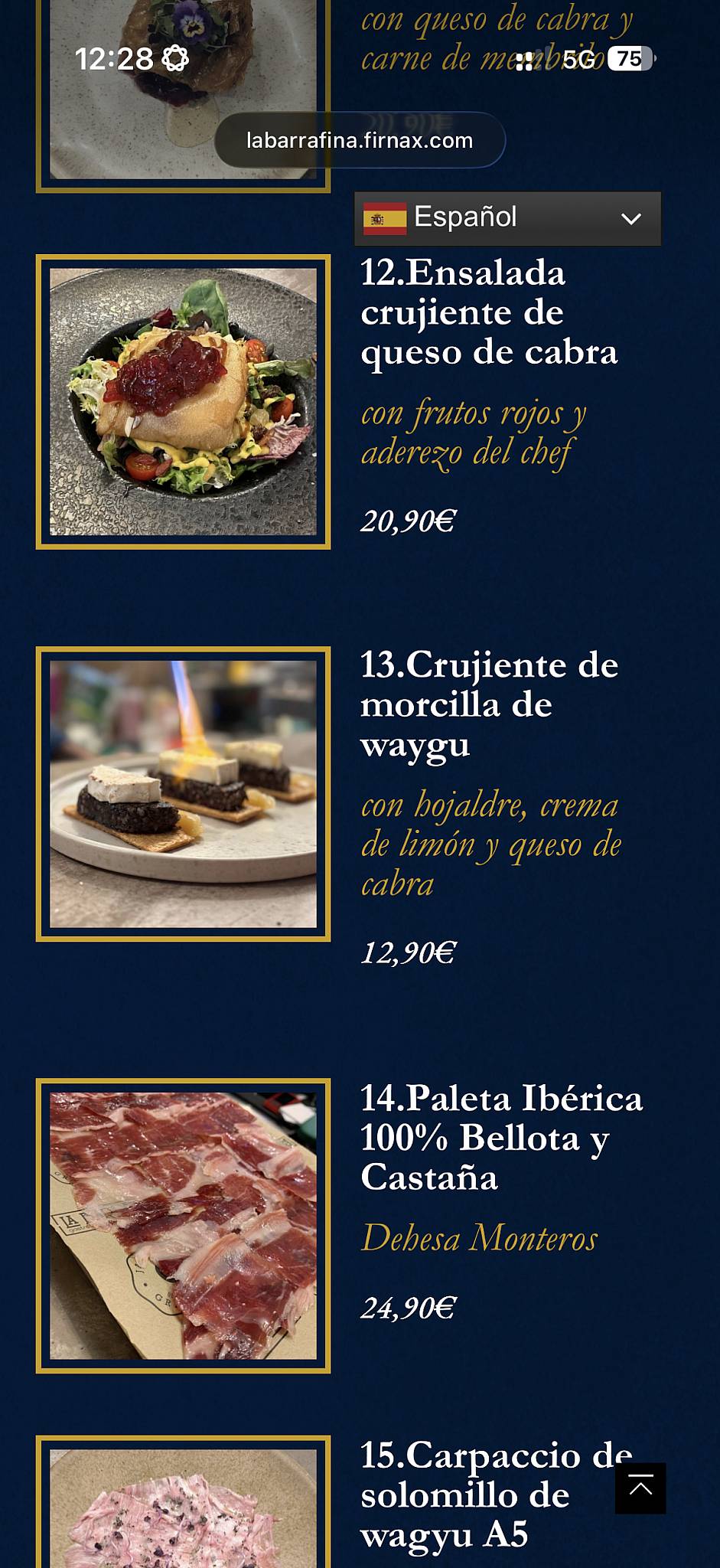 La Barrafina Ronda меню
