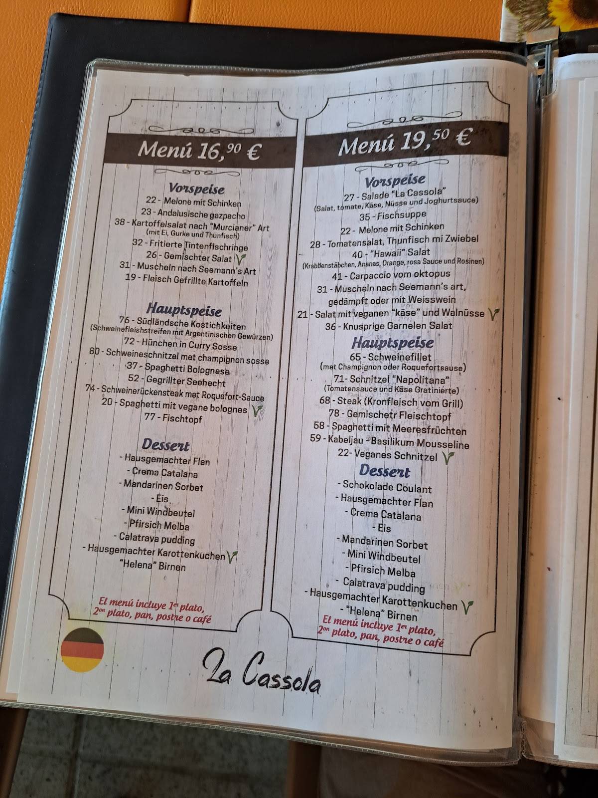 La Cassola Restaurant меню