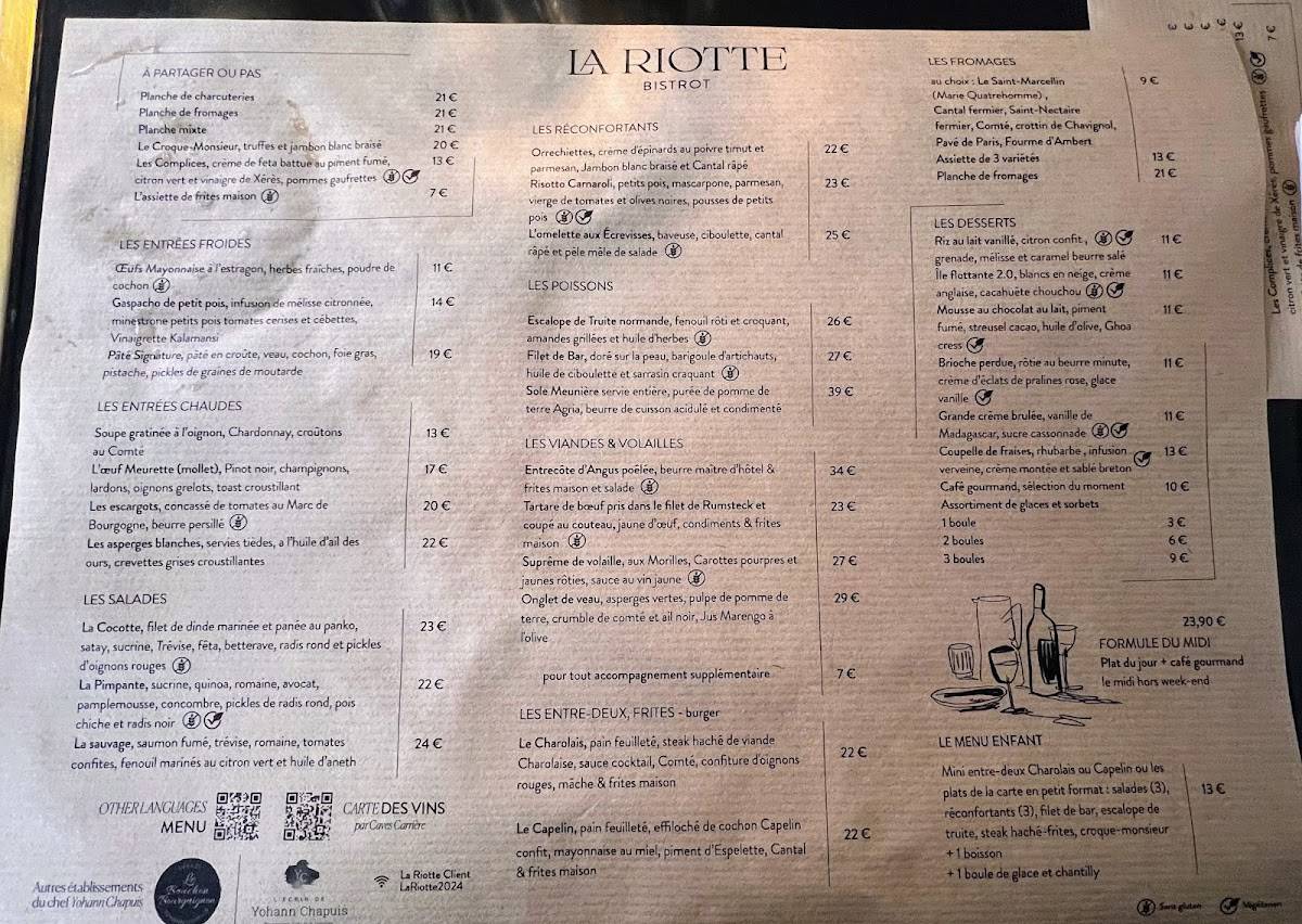 La Riotte меню