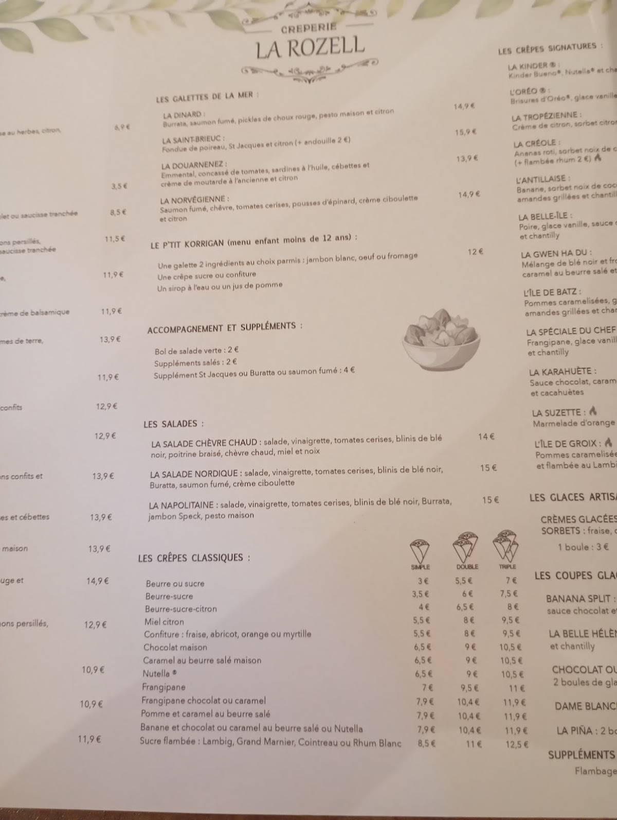 La Rozell меню