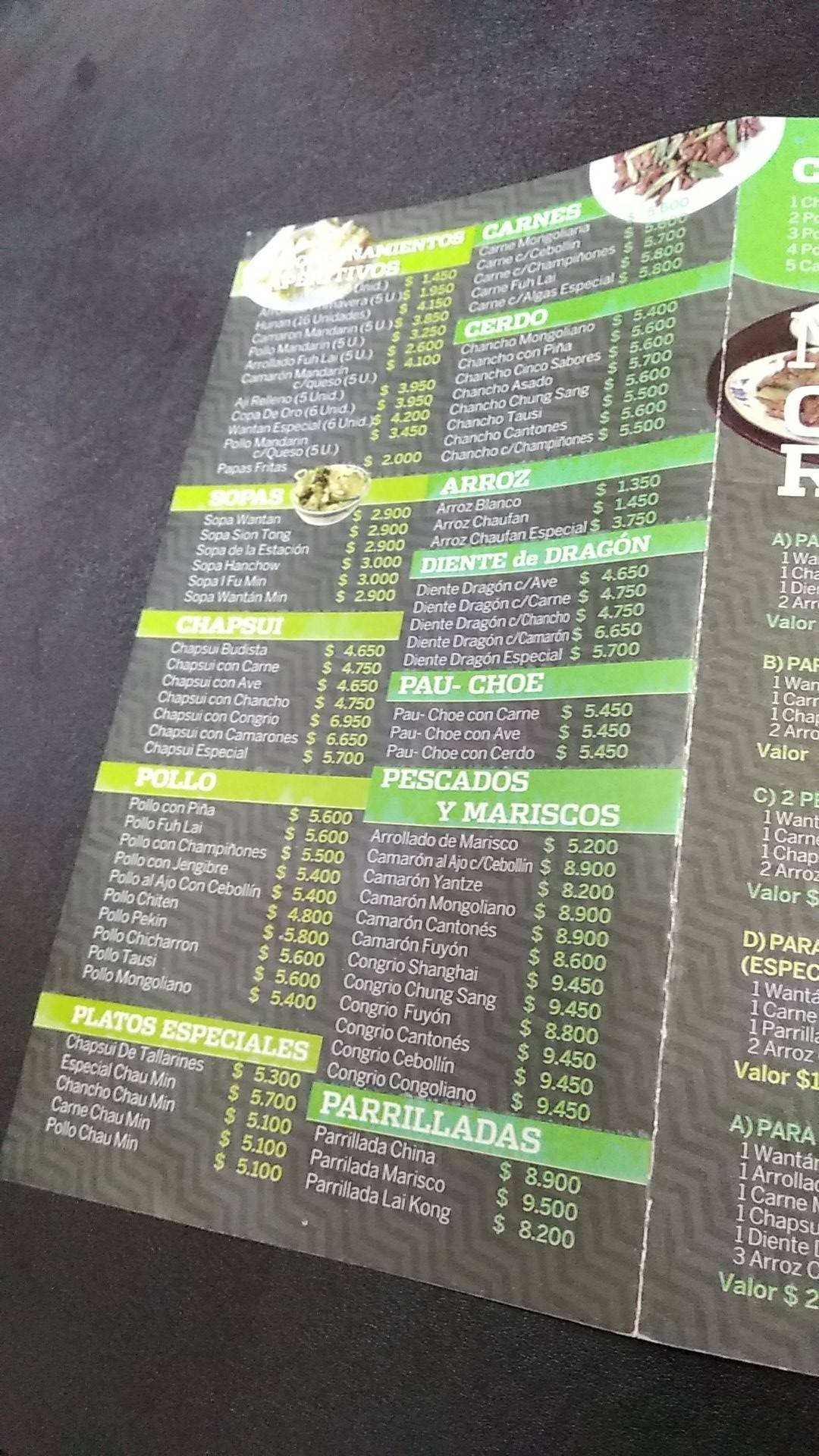 Lai y Compañía меню