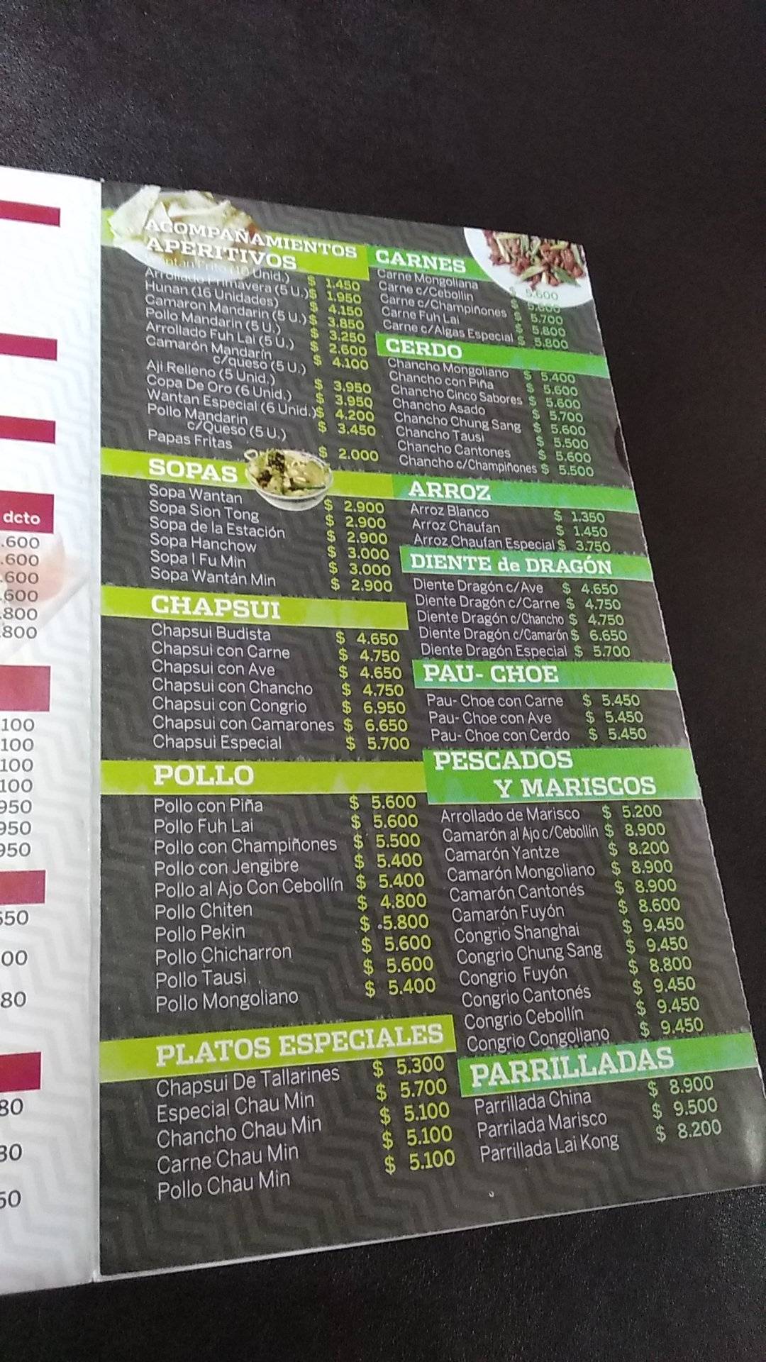 Lai y Compañía меню