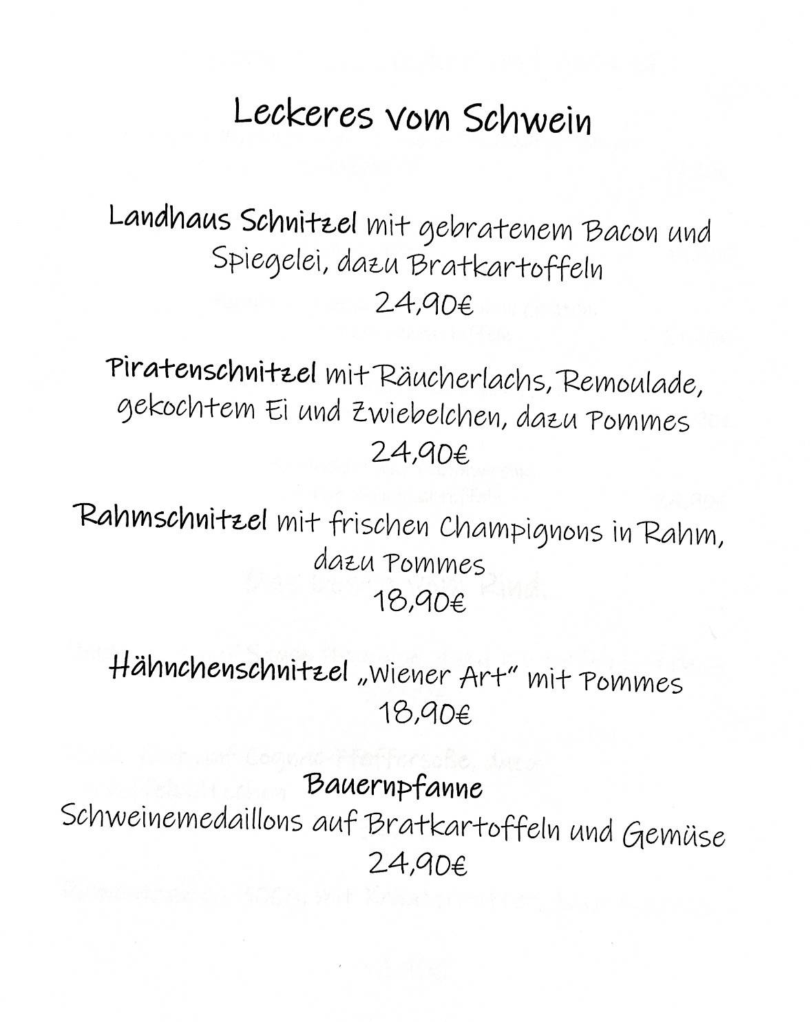 Landhaus Drei Raben меню