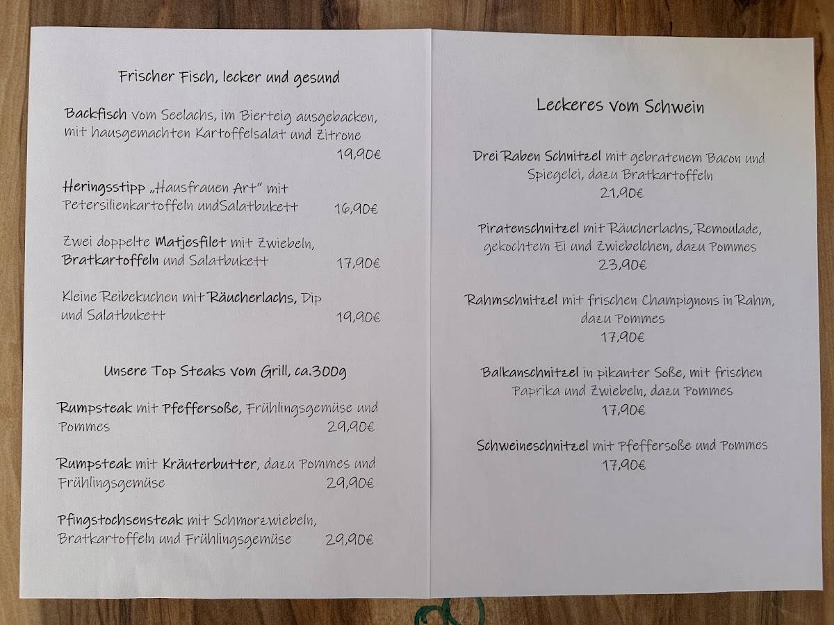 Landhaus Drei Raben меню