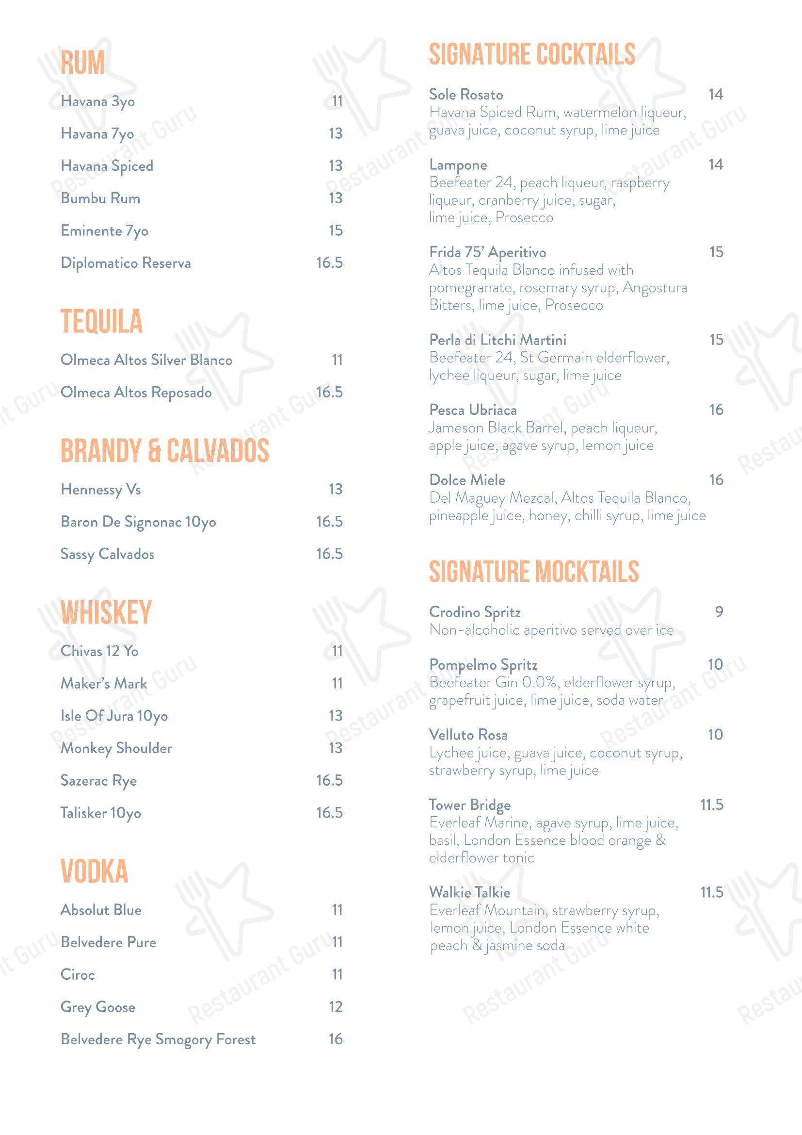Меню ресторана Larch - Lunch Menu