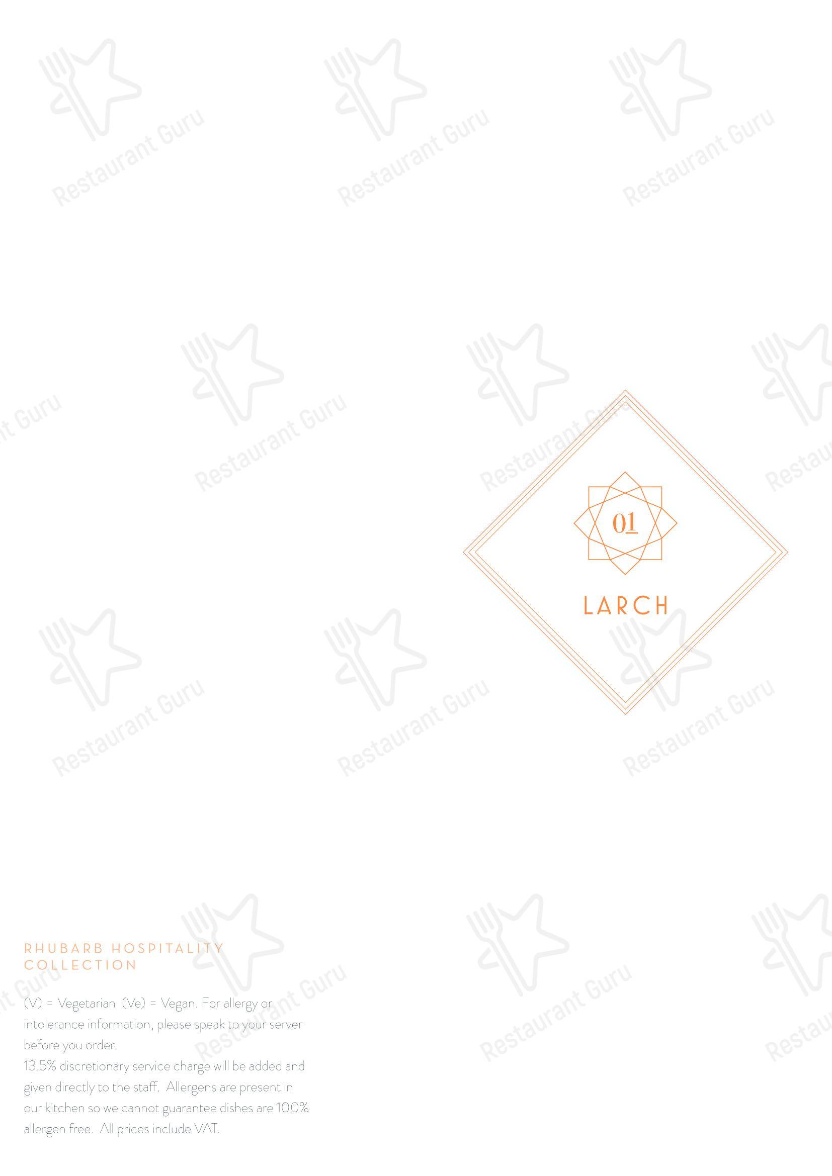 Lunch Menu ресторана Larch в Лондоне