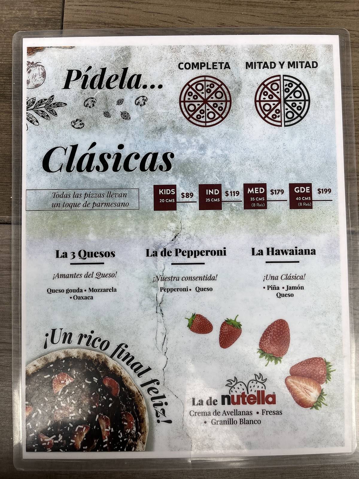Las Rústicas Pizzas a la Leña меню