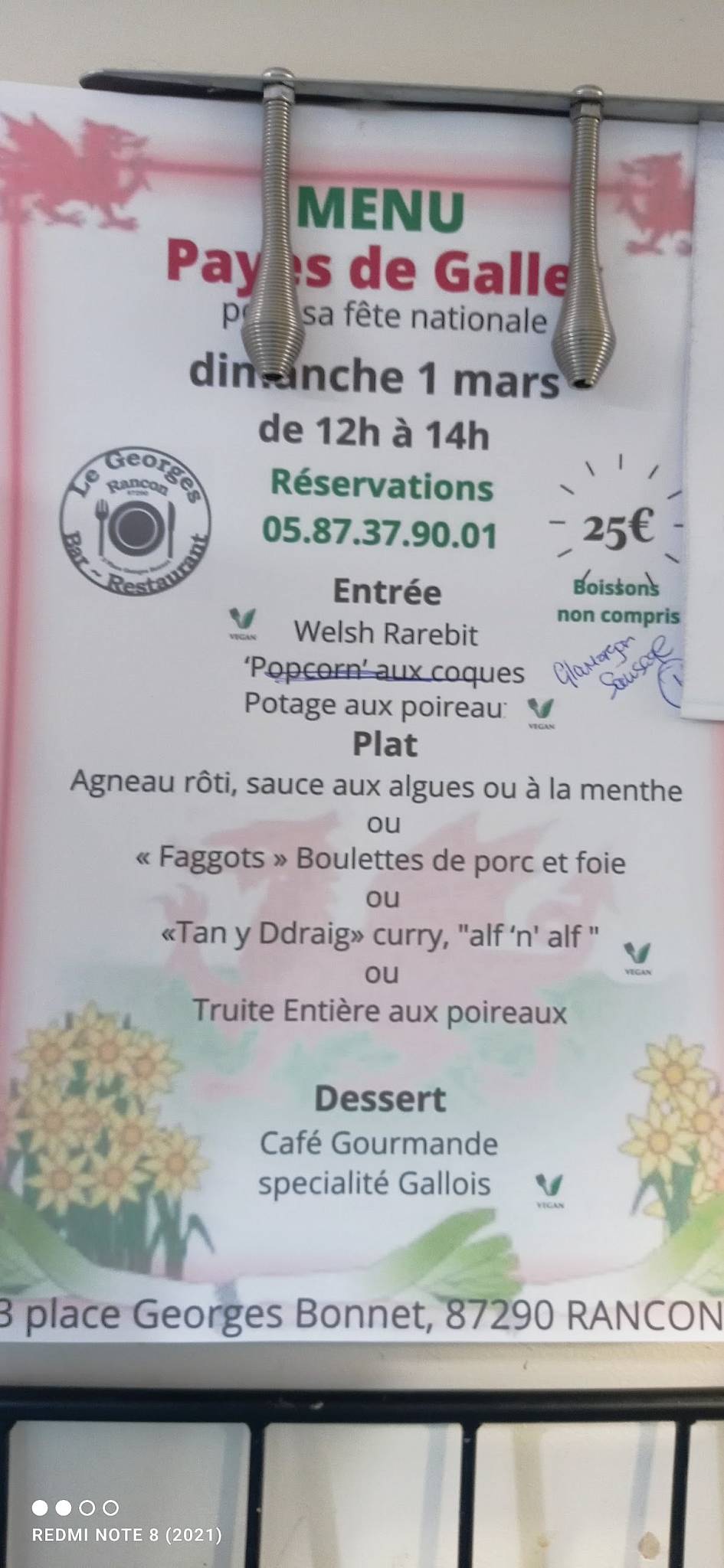 Le Georges меню