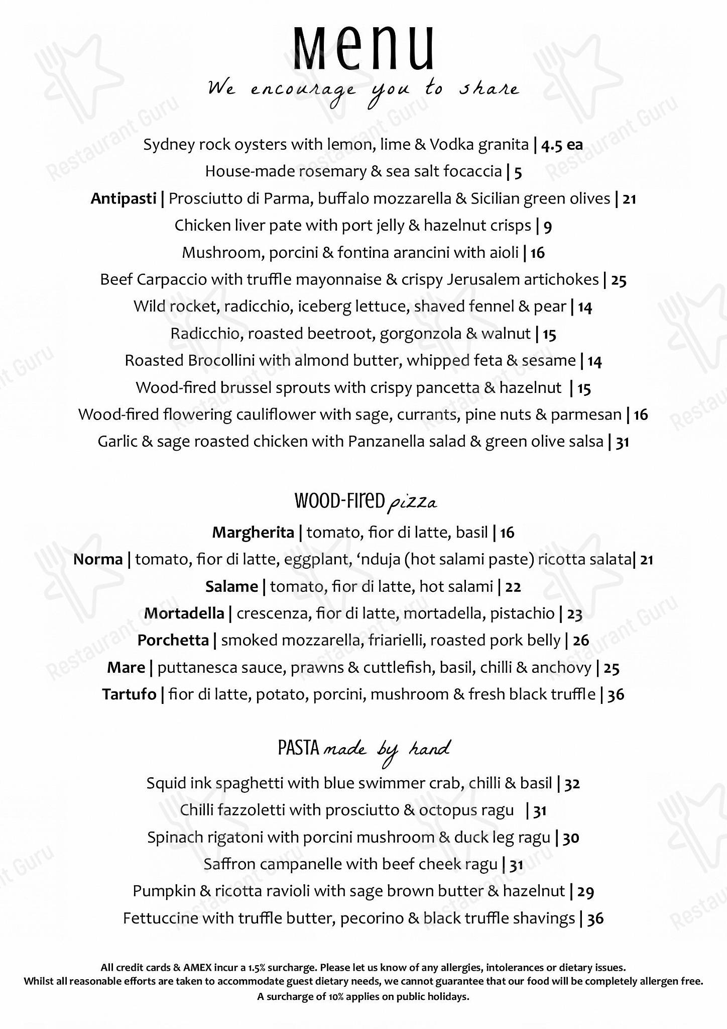 Wine Menu паба и бара Capriccio Osteria Italian Restaurant in Leichhardt Sydney