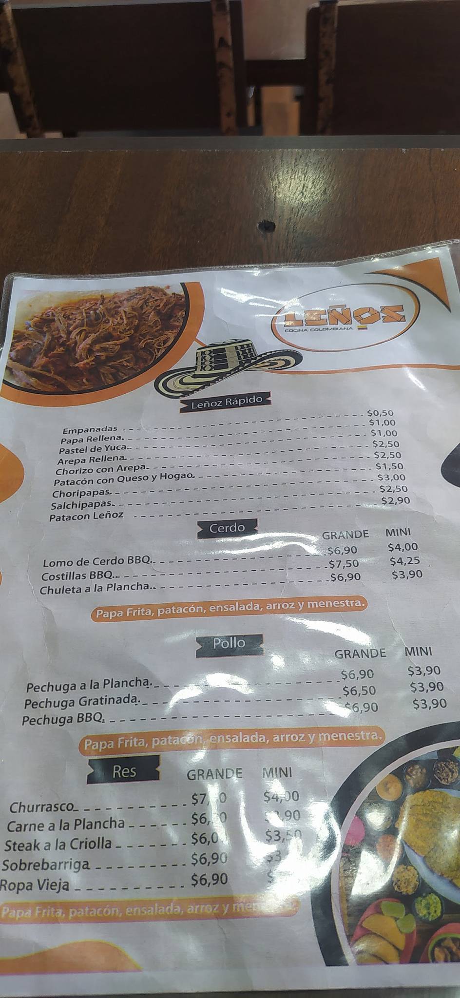 Leños меню