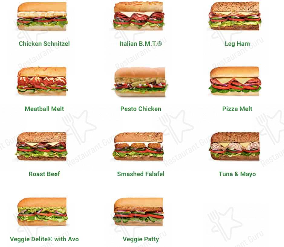 Subway меню