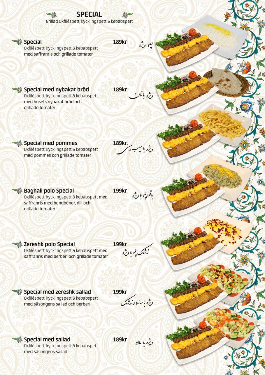 Restaurang Tehran меню