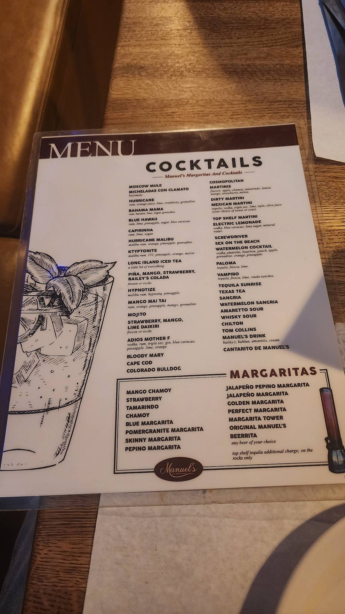 Manuel's Steakhouse & Bar меню