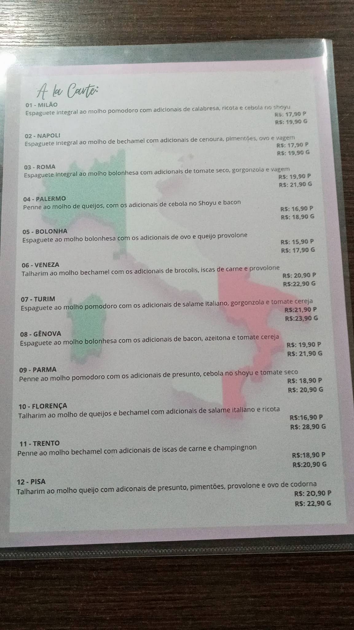 Massas D’Capo меню