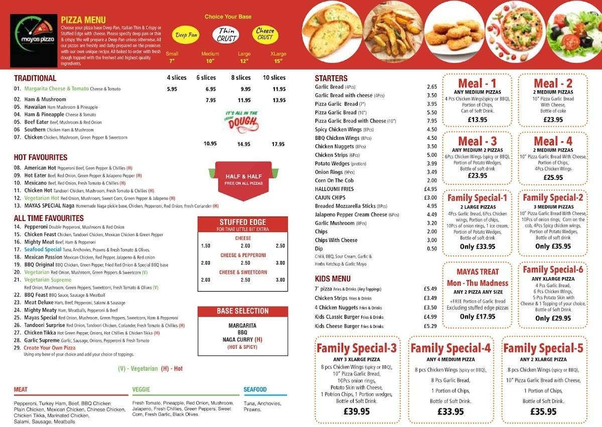 Mayas Pizza - Best Pizza Delivery & Takeaway in Rochester, UK меню