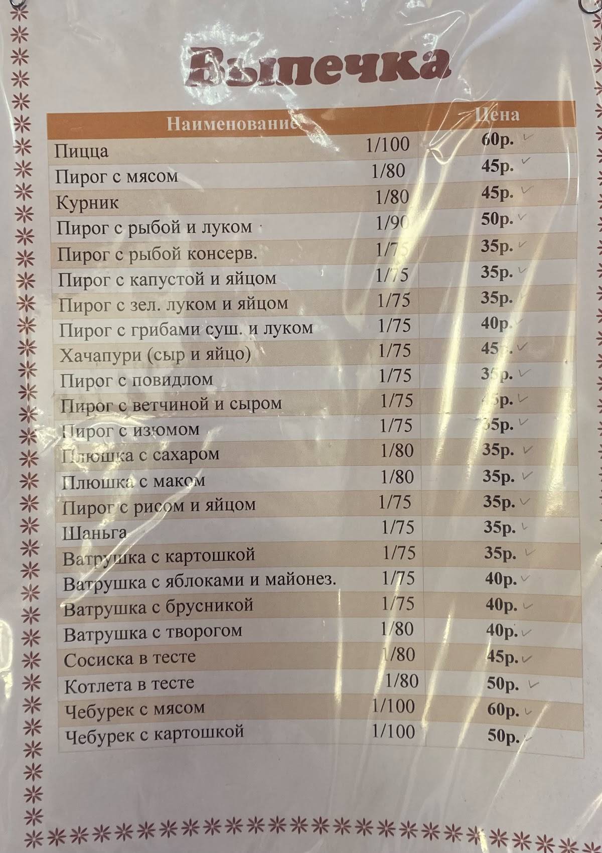 Мечта меню