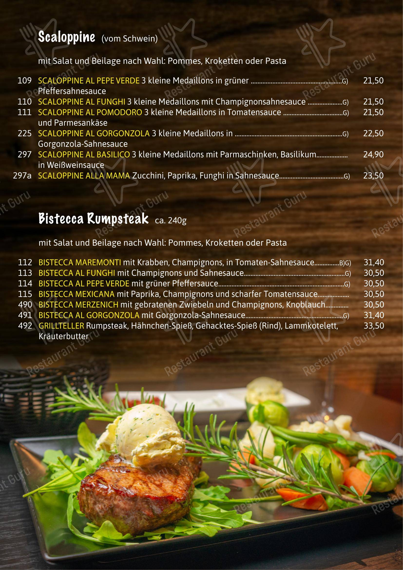 Mediterran в Мерцених - Меню