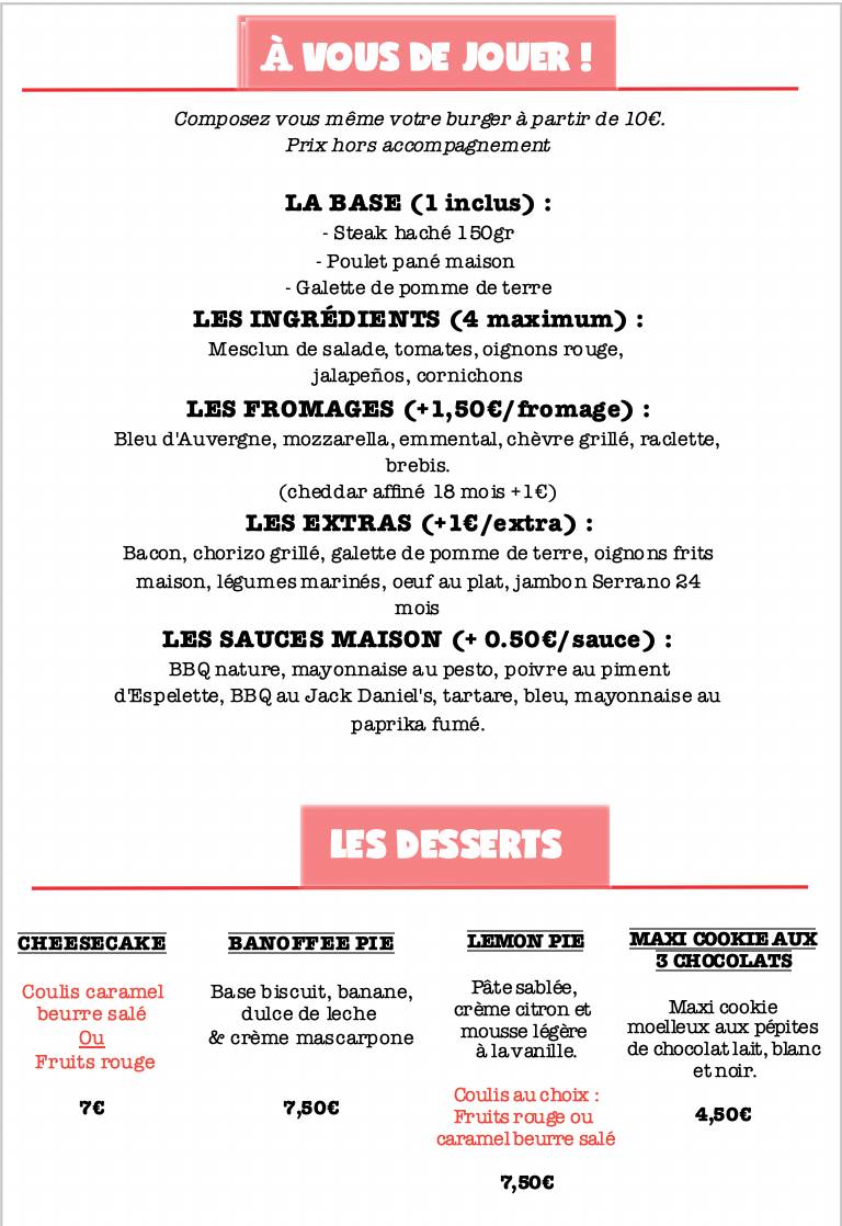 Le Local - Burgers меню
